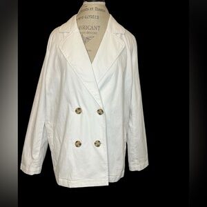 J. Jill White Double-Breasted Pea Coat